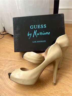 Guess by Marciano Beige Peep-Toe Stiletto Heels